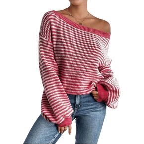 بلوفر نسائي مخطط من SOLY HUX بدون أكتاف وأكمام طويلة in Kuwait