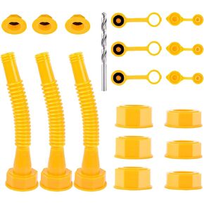 Gas Tank Nozzle Replacement Parts, Old Gas Tank Nozzle Replacement, Gas Tank Nozzle And Vent, Flexible Nozzle for 1/2/5/10 Gallon Gas Tanks (Pack of 3, Yellow) Easy-to-Use Gas Tank Nozzle Replacements