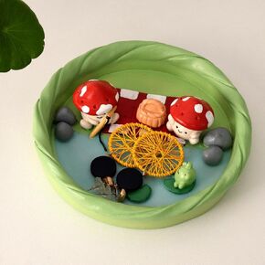 Cute Small Mushroom Frog Jewelry Dish - Unique Trinket Tray & Ring Holder for Girls' Rooms - Aesthetic Home Decor Bowl - Gift for Daughters & Friends - Ideal for Rings & Small Accessories