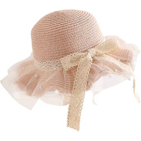 Girls Straw Sun Hat Cute Summer Outdoor Beach Wide Brim