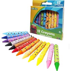 Sesame Street 12 Count Crayons | For Toddlers and Kids | Assorted Colors and Non Toxic | Great for Classrooms | Beginner Crayons (Standard)
