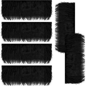 Faux Fur Fabric Christmas Winter Squares Shaggy Fur Fabric Patches Black 10x15 Inch for DIY Craft Hobby Halloween Winter Costume Decoration