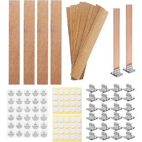 4 X 0.5 100pcs Wooden Candle Wicks and Stands Natural Candle Wood Wicks Candle Cores for DIY Candle Making Craft Smokeless Wood Wicks for Candle Making (Use 2 Wicks per Stand)