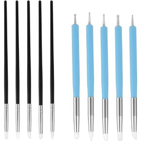 Clay Sculpting Tools Set, 10pcs Silicone Sculpting Tools Paint Brush Clay Sculpting Modeling Dotting Tool Set for Nail Pottery Clay Making DIY Handicraft Art Supplies(Blue, Black)