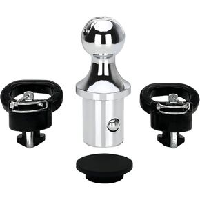 60618 Puck System Gooseneck Hitch Ball Kit Compatible With Dodge Ram 2500 3500 2013-2024, 2-5/16 Inch Gooseneck Ball With 2 Gooseneck Safety Chain Anchors Replace GNXA2062 (30000 Lbs GTW/7500 Lbs VTW)