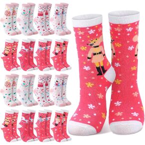 Jadive 16 Pairs Pink Christmas Ballet Nutcracker Socks Xmas Dance Dress Socks Women's Nutcracker Ballet Inspired Novelty Socks Nutcracker Ornament for Christmas Decor Women's Gift