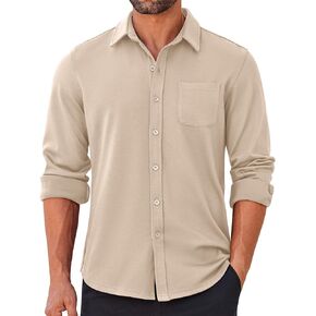 COOFANDY Mens Long Sleeve Wrinkle Free Shirts Casual Button Down Stretch Dress Shirt with Pocket
