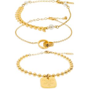 Dainty Gold Layered Bracelets Stacks Set for Women, 3PCS Chain Link Bracelets Pack Prom Jewelry Gifts in Kuwait