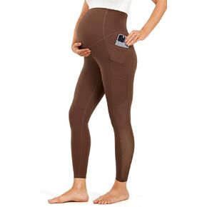 JOYSPELS Smooth Feeling Maternity Leggings Mesh Pregnancy Pants Over The Belly with Pockets