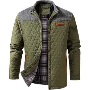 INVACHI Men's Casual Diamond Quilted Puffer Down Jacket Lightweight Business Button Coat with Stand Collar in Kuwait