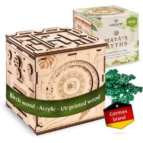 أساطير INSCAPE Maya - صندوق الألغاز - غرفة الهروب في صندوق - Cluebox - صناديق ألغاز الهدايا للبالغين مع مقصورات مخفية - ألغاز غرفة الهروب لعبة غرفة الهروب - ألغاز تحفيز الدماغ للبالغين