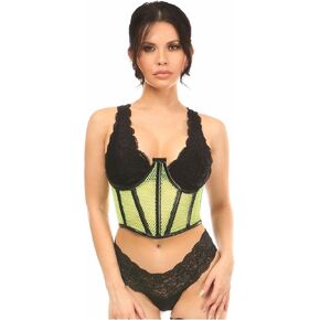 Daisy Corsets Women's Neon Green Fishnet Underwire Open Cup Waist Cincher, XLarge