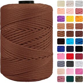 CAMAL Polypropylene Cord 3mm 185 Yards Colorful Polyester Yarn Handmade Knitting Thread Macrame Cord 3mm for Crochet Bags, DIY Crafts, Plant Hangers, Making Macrame Project(Lake Blue)