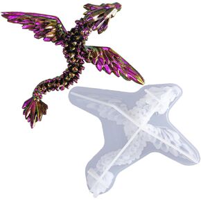 LET'S RESIN Gemstone Dragon Resin Mold, Crystal Winged Dragon Epoxy Resin Molds Silicone, 3D Flying Dragon Toy Silicone Molds for Epoxy Resin, Home Decor, Gifts