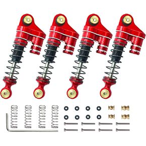 4 قطعة من ممتص الصدمات الأمامي والخلفي من الألومنيوم مجمعة لسيارة الزاحف المحورية SCX24 1/24 RC باللون الأحمر in Kuwait