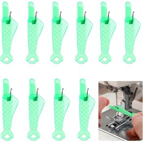 Oruola 10pcs Needle Threader for Sewing Machine,Green Fish Mouth Needle Threaders,2.8In Sewing Machine Needle Threader,Sewing Threader for Needle Work,Sewing Machine,Sewing Machine for Beginners