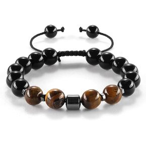 Natural Stone Bracelets for Men, 10MM Tiger Eye Mens Bracelet Handmade Beads Bracelets for Boys Women Gifts Birthday Anniversary Father Day Gifts for Him