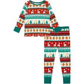 Bamboo Viscose Unisex Toddler Pajamas for Boy and Girl Long Sleeve Snug Fit Christmas Kids Pjs