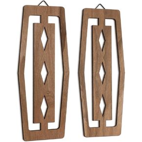 CroBlissful 2 Pcs Mid Century Wall Decor Wood Mid Century Modern Elegance Wall Accents Abstract Wall Decor Geometric Panels for Interior Wall Decor Panel Wall Art for Home Living Room (Orange)