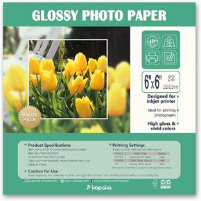 12x12 Glossy Photo Paper 52lb, Square Photo Paper for Dye Inkjet Printer, 200gsm, 100 PACK