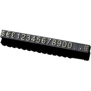 10PCS Digital Price Tag £ € $ Metal Price Label Tag Pricemarker Labels Arabic Number Price Display Board 4x6mm Black Base White Word