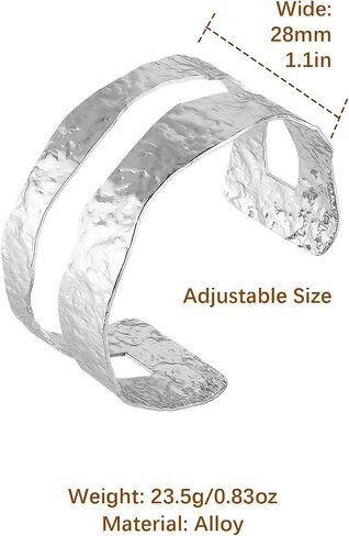 HZMAN Cuff Bracelets for Women Wide Bangle Bracelet Adjustable Open Wrist Cuff Bracelet Jewelry Gift in Saudi Arabia