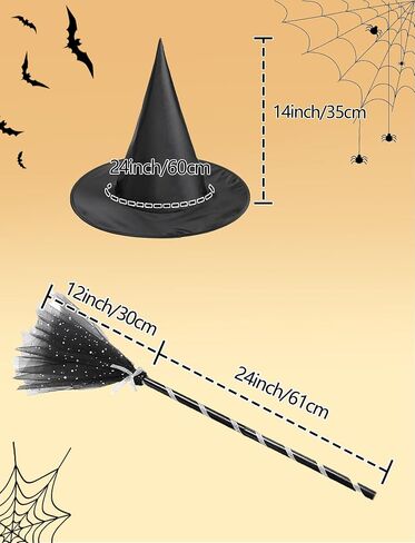 Happy Cherry Toddler Girls Witch Tutu Skirt Set with Hat & Broomstick 3 Pcs Dress Up Halloween Outfits 3-8Y in Kuwait