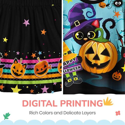 LQSZ Halloween Girls Skirt Sets Dress Cat Pumpkin Tops Long Sleeves Tutu Skirts with Bag Outfits for 2-12Y Toddler Party Wear in Saudi Arabia