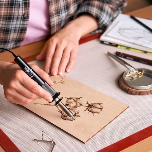 Arteza Wood Burning Kit, 1 Pyrography Pen, 6 Interchangeable Tips, 300–400°C, 25W, Heat Shield and Stand, for Beginners, Intermediates, and Hobbyists in Saudi Arabia