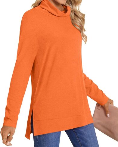 LONGYUAN Women's Tunic Tops Long Sleeve Shirts Turtleneck 2024 Trendy Lightweight Sweaters in Kuwait