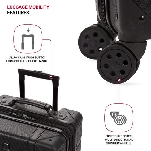 SwissGear 7739 Hardside Luggage Trunk with Spinner Wheels, Black, Carry-On 19-Inch in Kuwait