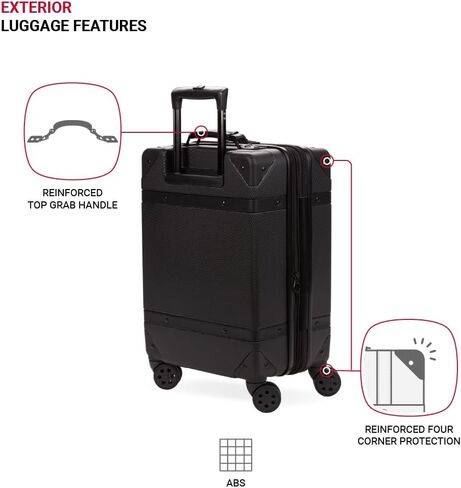 SwissGear 7739 Hardside Luggage Trunk with Spinner Wheels, Black, Carry-On 19-Inch in Kuwait