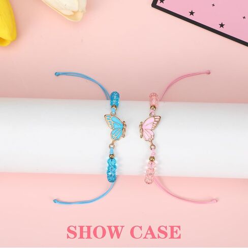 Butterfly Matching Friendship Bracelets, BFF Bracelets for 2 Adjustable Strand Best Friends Bracelet Handmade Butterfly Charm Best Friend Bracelet Jewelry Gift for Women Couples in Saudi Arabia