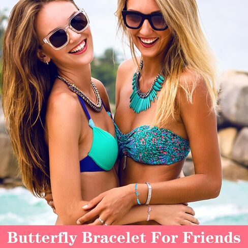 Butterfly Matching Friendship Bracelets, BFF Bracelets for 2 Adjustable Strand Best Friends Bracelet Handmade Butterfly Charm Best Friend Bracelet Jewelry Gift for Women Couples in Saudi Arabia