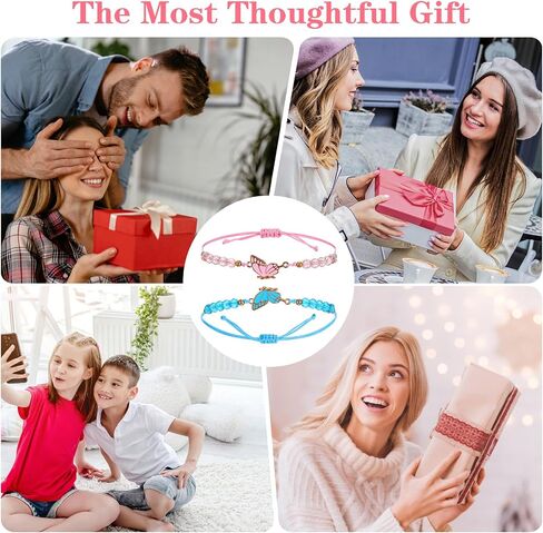 Butterfly Matching Friendship Bracelets, BFF Bracelets for 2 Adjustable Strand Best Friends Bracelet Handmade Butterfly Charm Best Friend Bracelet Jewelry Gift for Women Couples in Saudi Arabia