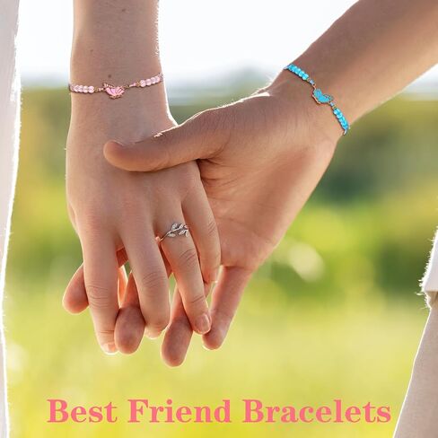 Butterfly Matching Friendship Bracelets, BFF Bracelets for 2 Adjustable Strand Best Friends Bracelet Handmade Butterfly Charm Best Friend Bracelet Jewelry Gift for Women Couples in Saudi Arabia