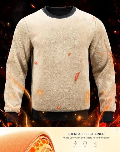 G تدريجي شيربا بلوزات مبطنة للرجال الصوف Crewneck البلوز البلوز القمصان الدافئة لفصل الشتاء in Kuwait