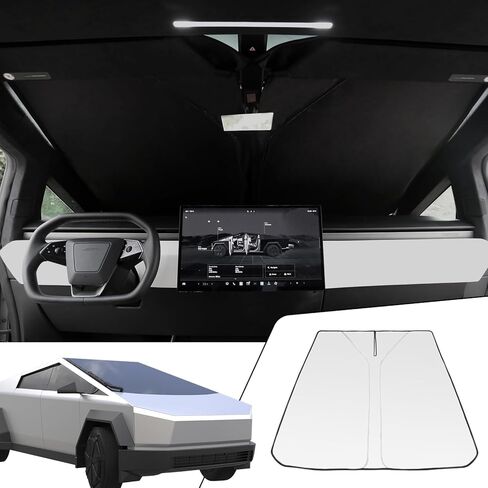 مظلة للزجاج الأمامي لسيارة Tesla Cybertruck 2024، غطاء كامل لنافذة قابلة للطي درع حراري مع حقيبة تخزين لملحقات Cybertruck in Kuwait