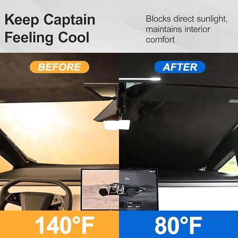 مظلة للزجاج الأمامي لسيارة Tesla Cybertruck 2024، غطاء كامل لنافذة قابلة للطي درع حراري مع حقيبة تخزين لملحقات Cybertruck in Kuwait