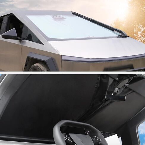 مظلة للزجاج الأمامي لسيارة Tesla Cybertruck 2024، غطاء كامل لنافذة قابلة للطي درع حراري مع حقيبة تخزين لملحقات Cybertruck in Kuwait