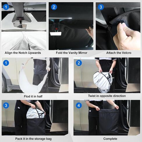 مظلة للزجاج الأمامي لسيارة Tesla Cybertruck 2024، غطاء كامل لنافذة قابلة للطي درع حراري مع حقيبة تخزين لملحقات Cybertruck in Kuwait