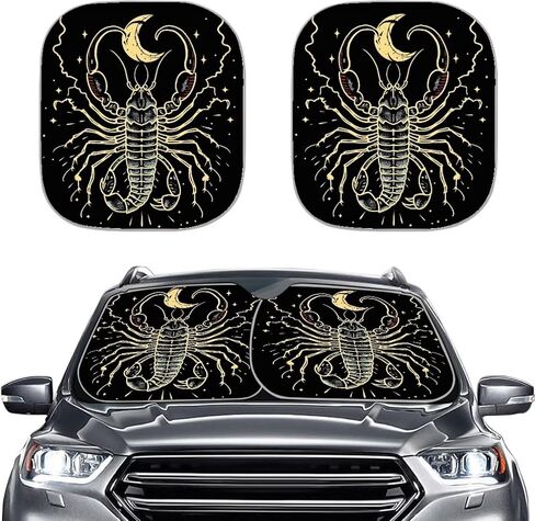 Scorpion Moon Automotive Interior Sun Protection Car Sun Shade for Windshield Rose Print Foldable Sunshade Car Windshield Automotive Windshield Sunshades Accessories, Medium in Saudi Arabia