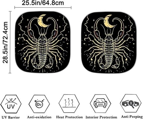 Scorpion Moon Automotive Interior Sun Protection Car Sun Shade for Windshield Rose Print Foldable Sunshade Car Windshield Automotive Windshield Sunshades Accessories, Medium in Saudi Arabia
