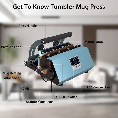 XDOVET Tumbler Heat Press Machine for 20oz-30oz Sublimation Blanks Tumblers Press, 11-16oz Mug Press, Coffee Mugs Cup Press Glass Water Bottle DIY Heat Transfer in Kuwait