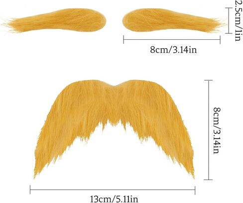 قطعتان من الشارب والحواجب الصفراء مع نظارات مضحكة ذاتية اللصق للحواجب والشارب للبالغين، ملحقات أزياء تنكرية لحفلات الهالوين in Kuwait