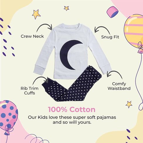 Girls Pajamas Lips Fox Ice Cream 2 Piece Pajama 100% Super Soft Cotton (12m-8y) in Saudi Arabia