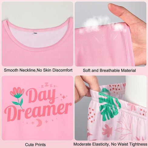 ICOSY Girls Pajamas Set for Kids Pajamas 2 PCS Short Sleeve Top and Shorts for Toddler Girls Clothes Size 8-14 in Saudi Arabia