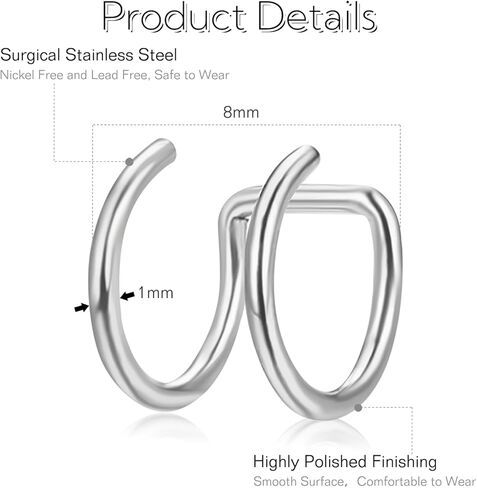FECTAS حلقات زر البطن وهمية كليب على أقراط الأذن الكفة حلقات الأنف وهمية الثقب وهمية فو ثقب المجوهرات حزمة الوردي in Kuwait