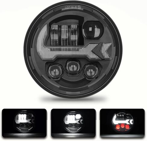 SKTYANTS 5 3/4 5.75 Inch LED Motorcycle Headlight Compatible with Dyna 883 iron sportster exhaust triple low rider Road King light accessories in Kuwait