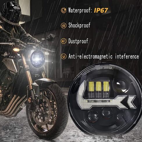 SKTYANTS 5 3/4 5.75 Inch LED Motorcycle Headlight Compatible with Dyna 883 iron sportster exhaust triple low rider Road King light accessories in Kuwait